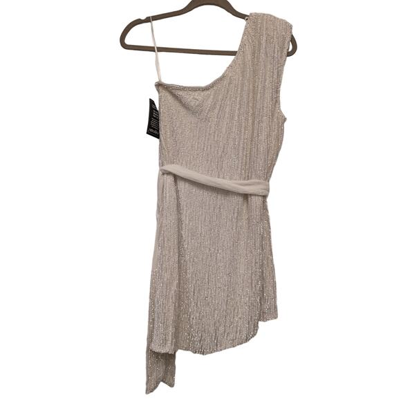 Retrofete Ella‎ Sequin Dress Mini One Shoulder White Bride Bridal NEW - Picture 3 of 9